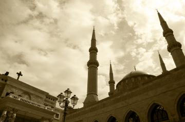 a church and a mosque in beirut lebanon