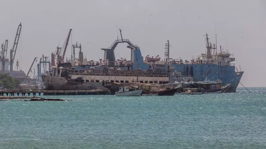 A large industrial ship in the port of Berbera, Somaliland. Credit: stock.adobe.com / Matyas Rehak